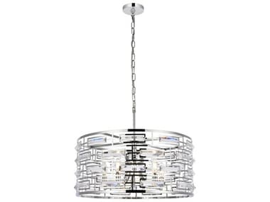 Elegant Lighting Kennedy 24" Wide 5-Light Chrome Crystal Drum Chandelier EG1108D24C