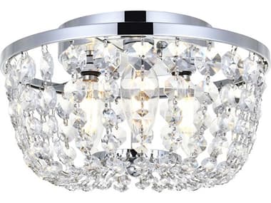 Elegant Lighting Cora 10" 3-Light Chrome Crystal Semi Flush Mount EG1109F10C