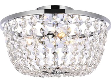 Elegant Lighting Cora 13" 3-Light Chrome Crystal Semi Flush Mount EG1109F13C