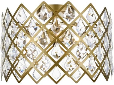 Elegant Lighting Lyla 13" 3-Light Brass Crystal Drum Flush Mount EG1110F13BR