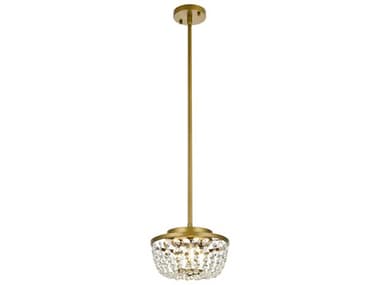 Elegant Lighting Gianna 10" 3-Light Brass Crystal Mini Pendant EG1114D10BR
