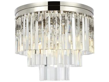 Elegant Lighting Urban 20" Polished Nickel Clear Crystal Drum Tiered Flush Mount EG1201F20PN