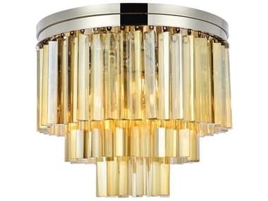 Elegant Lighting Sydney 20" 9-Light Polished Nickel Gold Crystal Tiered Flush Mount EG1201F20PNGT