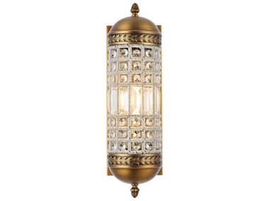 Elegant Lighting Olivia 15" Tall 1-Light French Gold Clear Crystal Wall Sconce EG1205W5FGRC