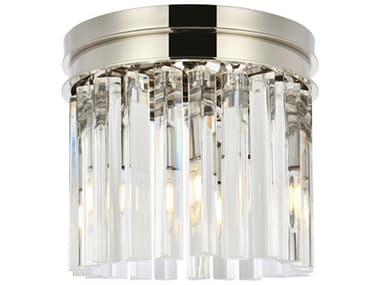 Elegant Lighting Sydney 12" 3-Light Polished Nickel Clear Crystal Drum Flush Mount EG1208F12PN
