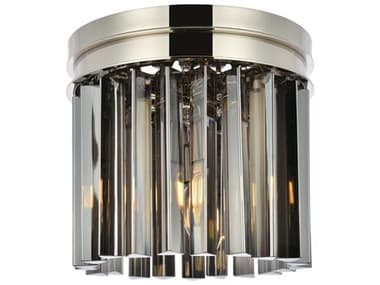 Elegant Lighting Sydney 12" 3-Light Polished Nickel Silver Crystal Drum Flush Mount EG1208F12PNSS