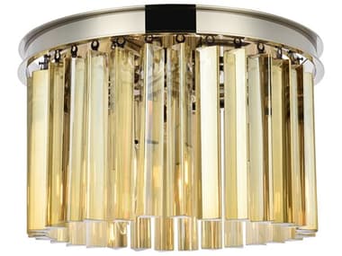 Elegant Lighting Sydney 16" 3-Light Polished Nickel Gold Crystal Drum Flush Mount EG1208F16PNGT