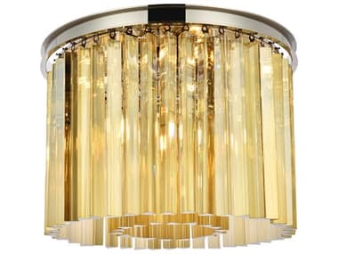 Elegant Lighting Sydney 20" 6-Light Polished Nickel Gold Crystal Drum Flush Mount EG1208F20PNGT
