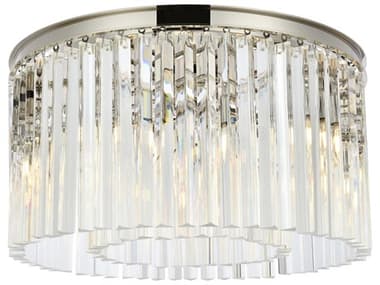 Elegant Lighting Sydney 26" 8-Light Polished Nickel Clear Crystal Drum Flush Mount EG1208F26PN