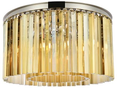 Elegant Lighting Sydney 26" 8-Light Polished Nickel Crystal Drum Flush Mount EG1208F26PNGT