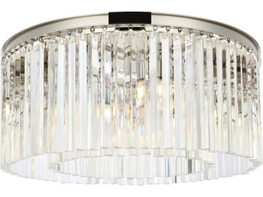 Elegant Lighting Sydney 31" 8-Light Polished Nickel Clear Crystal Drum Flush Mount EG1208F31PN