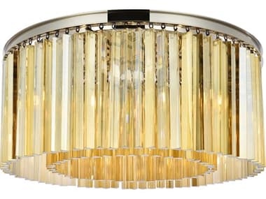 Elegant Lighting Sydney 31" 8-Light Polished Nickel Gold Crystal Drum Flush Mount EG1208F31PNGT