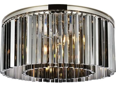Elegant Lighting Sydney 31" 8-Light Polished Nickel Silver Crystal Drum Flush Mount EG1208F31PNSS