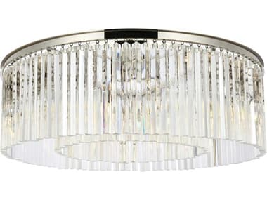 Elegant Lighting Sydney 43" 10-Light Polished Nickel Clear Crystal Drum Flush Mount EG1208F43PN