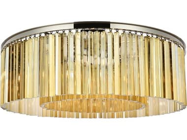 Elegant Lighting Sydney 43" 10-Light Polished Nickel Gold Crystal Drum Flush Mount EG1208F43PNGT