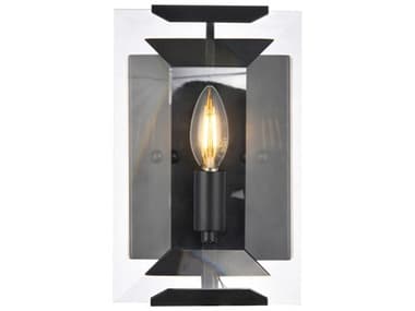 Elegant Lighting Monaco 10" Tall 1-Light Matte Black Clear Glass Wall Sconce EG1212W6FB