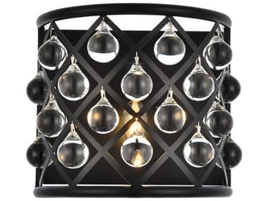 Elegant Lighting Madison 10" Tall 1-Light Matte Black Clear Crystal Wall Sconce EG1213W11MBRC