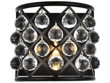 Elegant Lighting Madison 10" Tall 1-Light Matte Black Clear Crystal Wall Sconce EG1214W11MBRC