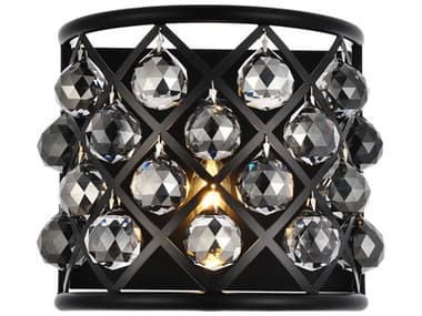 Elegant Lighting Madison 10" Tall 1-Light Matte Black Silver Crystal Wall Sconce EG1214W11MBSSRC