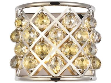 Elegant Lighting Madison 10" Tall 1-Light Polished Nickel Gold Crystal Wall Sconce EG1214W11PNGTRC