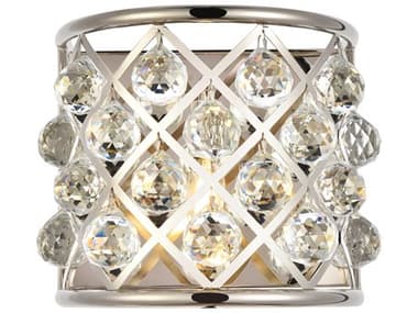 Elegant Lighting Madison 10" Tall 1-Light Polished Nickel Crystal Wall Sconce EG1214W11PNRC