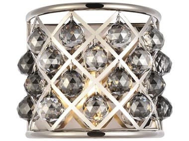 Elegant Lighting Madison 10" Tall 1-Light Polished Nickel Silver Crystal Wall Sconce EG1214W11PNSSRC