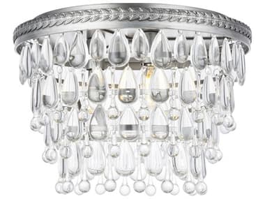 Elegant Lighting Nordic 15" 3-Light Antique Silver Clear Crystal Empire Flush Mount EG1219F15ASRC
