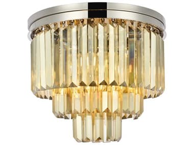 Elegant Lighting Sydney 20" 9-Light Polished Nickel Gold Crystal Tiered Flush Mount EG1231F20PNGTRC