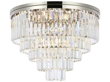 Elegant Lighting Sydney 32" 17-Light Polished Nickel Clear Crystal Tiered Flush Mount EG1231F32PNRC