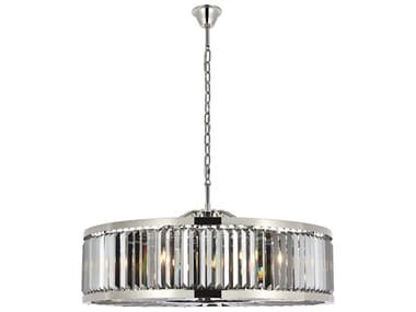 Elegant Lighting Chelsea 43" 10-Light Polished Nickel Silver Crystal Drum Pendant EG1233G43PNSSRC