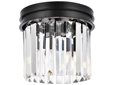 Elegant Lighting Sydney 12" 3-Light Matte Black Clear Crystal Drum Flush Mount EG1238F12MBRC
