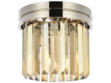 Elegant Lighting Sydney 12" 3-Light Polished Nickel Gold Crystal Drum Flush Mount EG1238F12PNGTRC