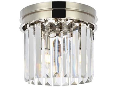 Elegant Lighting Sydney 12" 3-Light Polished Nickel Clear Crystal Drum Flush Mount EG1238F12PNRC
