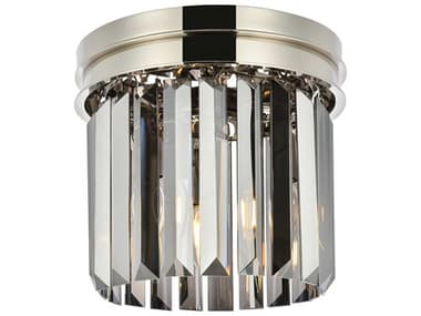 Elegant Lighting Sydney 12" 3-Light Polished Nickel Silver Crystal Drum Flush Mount EG1238F12PNSSRC