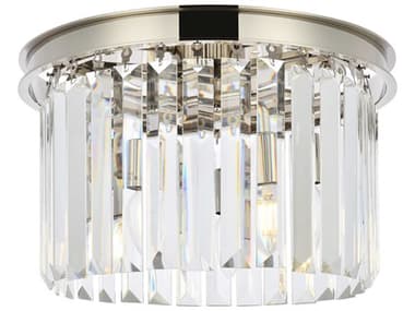 Elegant Lighting Sydney 16" 3-Light Polished Nickel Clear Crystal Drum Flush Mount EG1238F16PNRC
