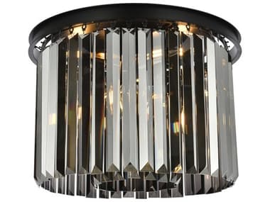 Elegant Lighting Sydney 20" 6-Light Matte Black Silver Crystal Drum Flush Mount EG1238F20MBSSRC