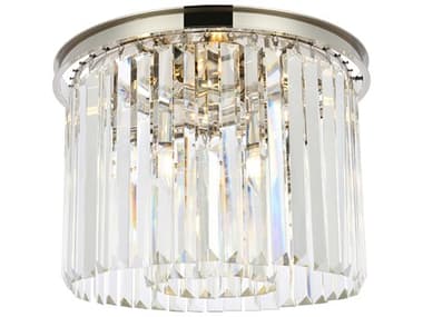 Elegant Lighting Sydney 20" 6-Light Polished Nickel Clear Crystal Drum Flush Mount EG1238F20PNRC