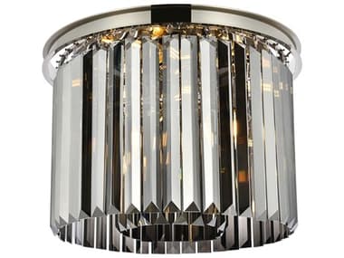 Elegant Lighting Sydney 20" 6-Light Polished Nickel Silver Crystal Drum Flush Mount EG1238F20PNSSRC