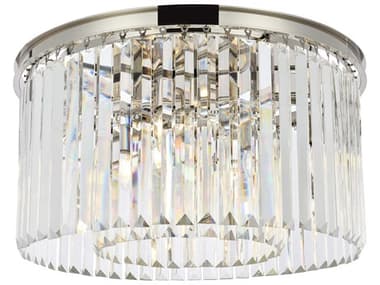 Elegant Lighting Sydney 26" 8-Light Polished Nickel Clear Crystal Drum Flush Mount EG1238F26PNRC
