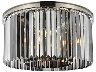 Elegant Lighting Sydney 26" 8-Light Polished Nickel Silver Crystal Drum Flush Mount EG1238F26PNSSRC