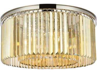 Elegant Lighting Sydney 31" 8-Light Polished Nickel Gold Crystal Drum Flush Mount EG1238F31PNGTRC