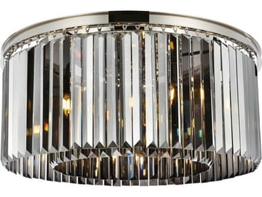 Elegant Lighting Sydney 31" 8-Light Polished Nickel Silver Crystal Drum Flush Mount EG1238F31PNSSRC