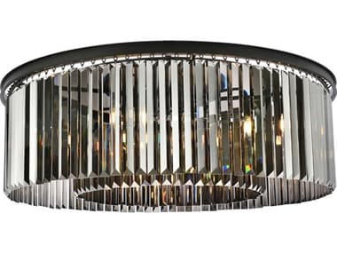 Elegant Lighting Sydney 43" 10-Light Matte Black Silver Crystal Drum Flush Mount EG1238F43MBSSRC