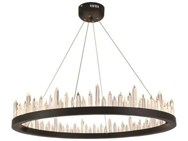 Elegant Lighting Malta 31" 40-Light Satin Dark Grey Crystal LED Drum Pendant EG1705D31SDG