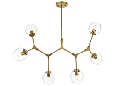 Elegant Lighting Cavoli 49" Wide 6-Light Brass Globe Chandelier EG1712G49BR