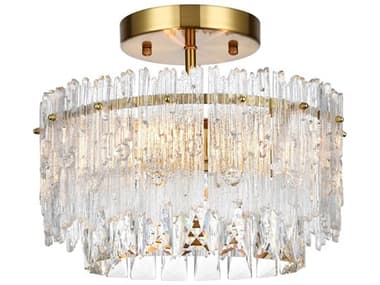 Elegant Lighting Emilia 3-Light Satin Gold Tiered Semi Flush Mount EG1780F12SG