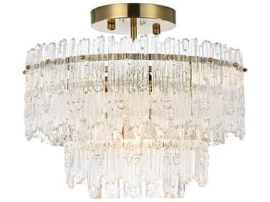 Elegant Lighting Emilia 15" 4-Light Satin Gold Tiered Semi Flush Mount EG1780F15SG