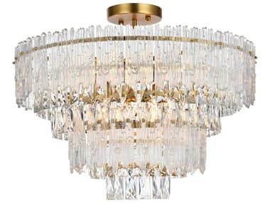 Elegant Lighting Emilia 8-Light Satin Gold Tiered Semi Flush Mount EG1780F25SG