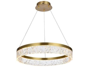 Elegant Lighting Linden 22" 1-Light Satin Gold Round Pendant EG2050D22SG