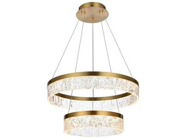 Elegant Lighting Linden 22" 2-Light Satin Gold Tiered Pendant EG2050G22SG